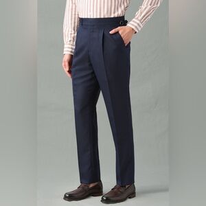 Spier Mackay NWT Navy High Waist Slim Unhemmed 100% Wool Dress Pants